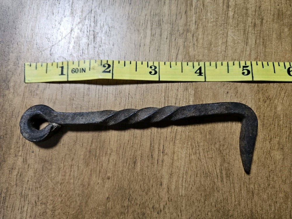 Antique Forged Wrought Iron Hook Twisted Latch