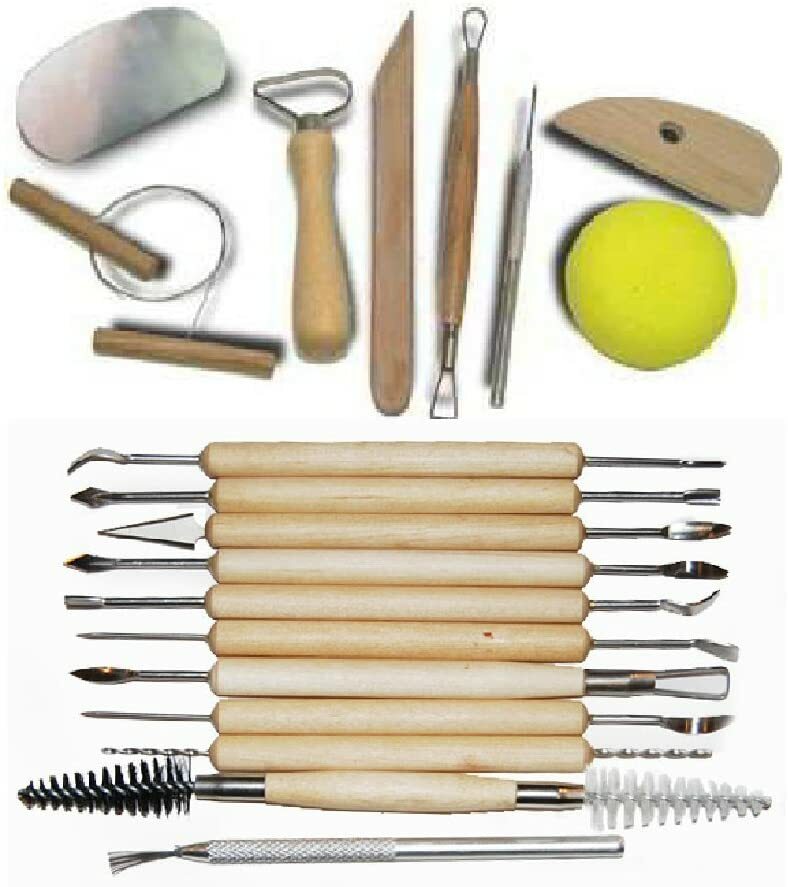19-Pc Ceramic Pottery & Clay Sculpture Modeling Tools Bundle