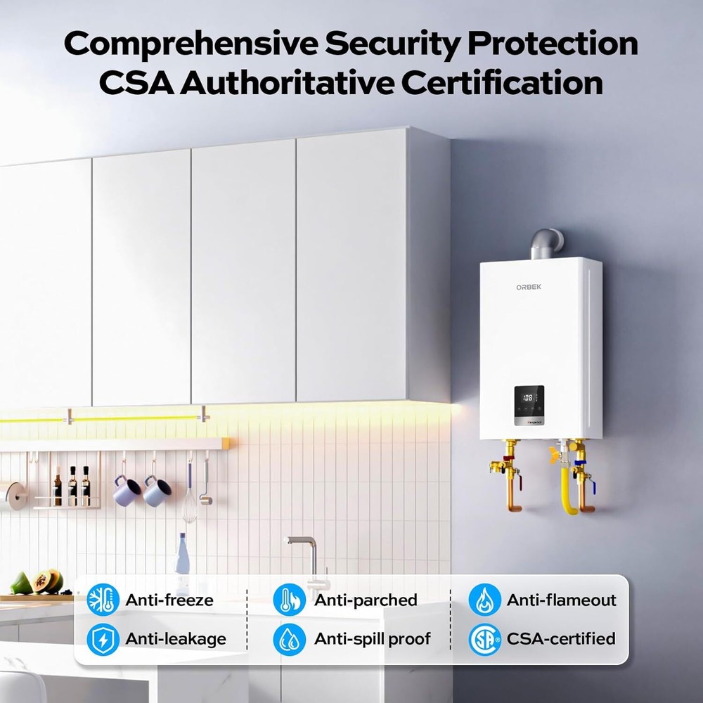 Tankless Water Heater Propane, 100,000 BTU 4.3 GPM Indoor Instant Hot On-demand