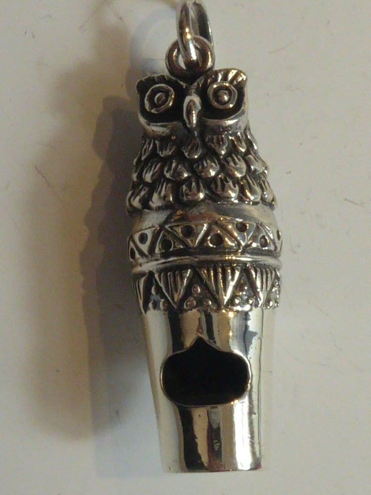 SOLID SILVER NOVELTY OWL WHISTLE