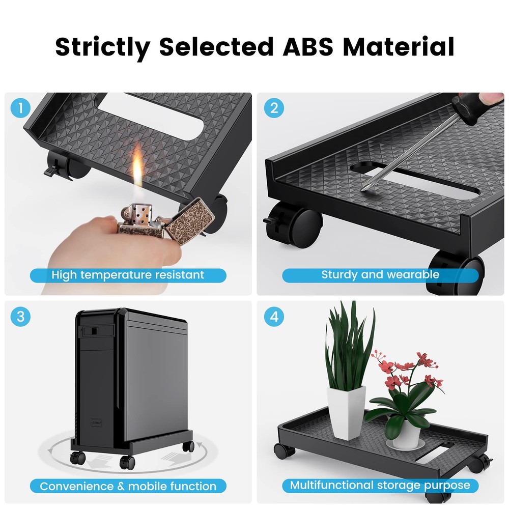 Computer Tower Stand, Mobile CPU Holder with 4 Caster Wheels Computer Tower S...