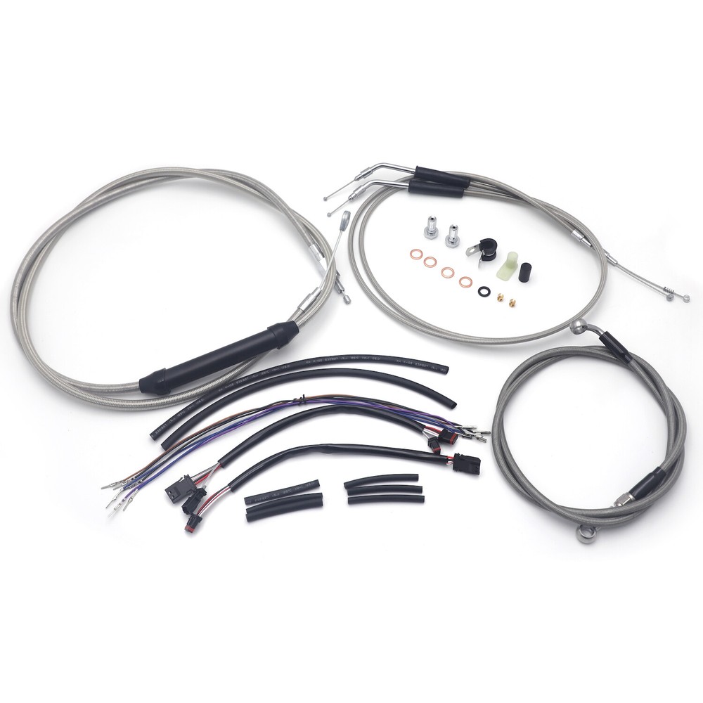 Stainless 16" Handlebar Extended Cable Brake Line For 2007 Softail Deuce FXSTD
