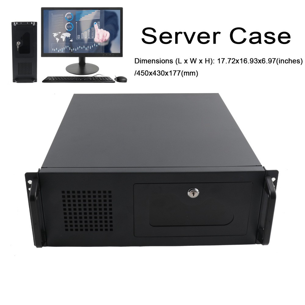 4U Server Case Rack Mount 4U Server Chassis Lockable Computer Cases for Home Lab