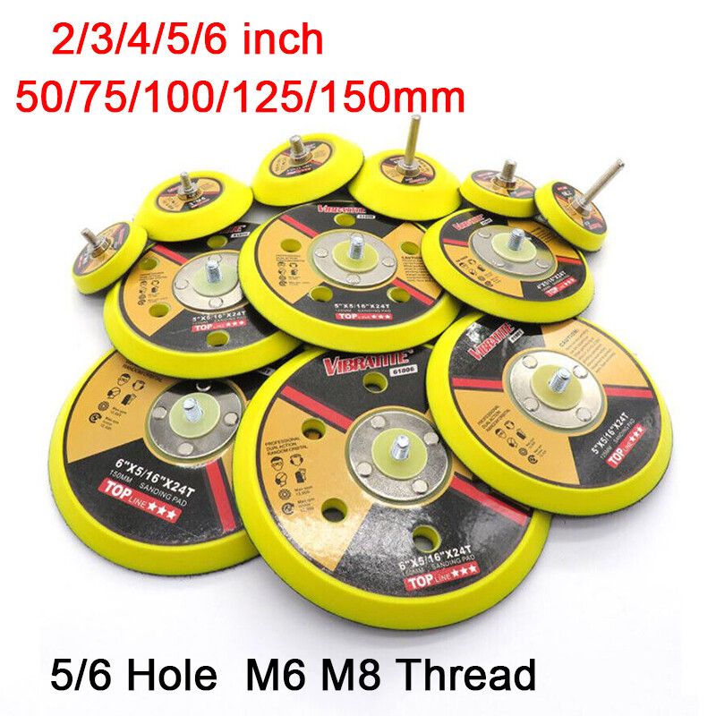 2/3/4/5/6 " Hook Loop Backing Pad With M6 M8 Thread For Sanding Discs Air Sander