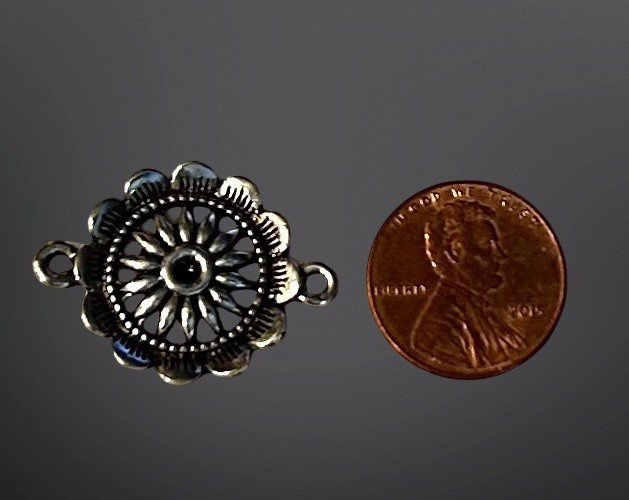 Silver Flower Connector, Zinc Alloy; Jewelry Component, Finding