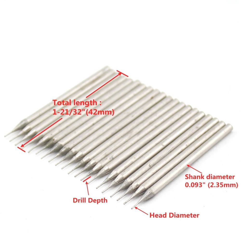 30Pcs 0.5 0.8mm Diamond Drill Bits Set Micro Hole Saws Lapidary Tools for Stone