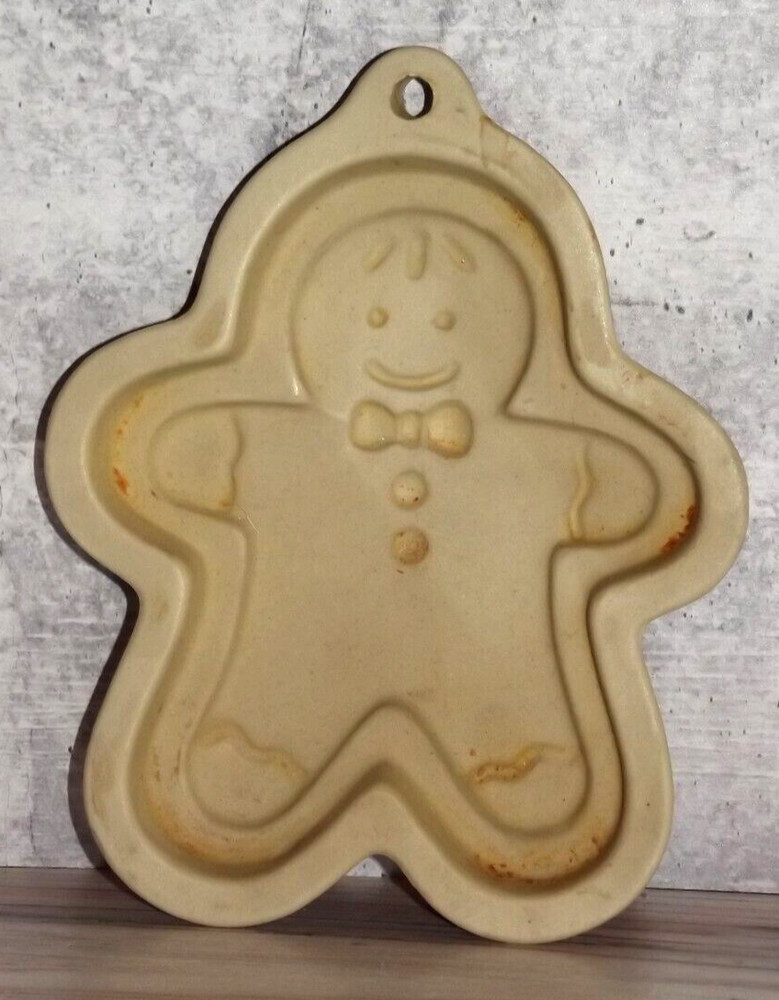 Vintage Stoneware Gingerbread Man Cookie Art Mold Craft B3