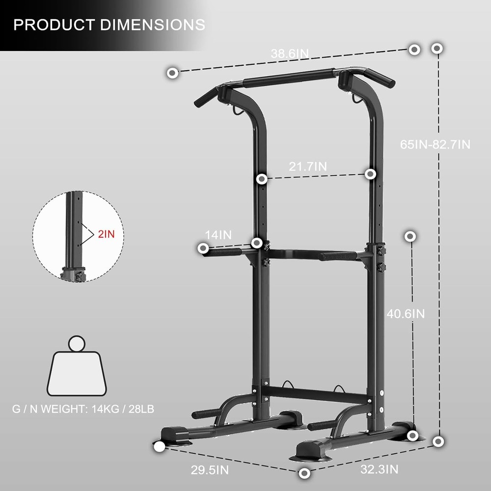 Power Tower Pull Up Bar,Pull-Up Rack Dip Station,Height Adjustable Gym Equipment