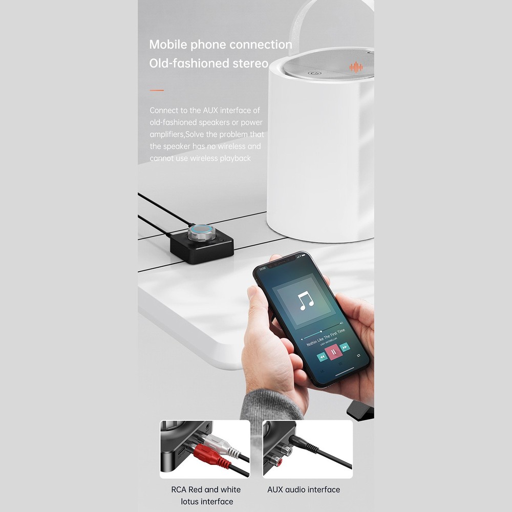 2-in-1 Wireless Bluetooth V5 Aux Audio Receiver Receiver TF Card Reader E