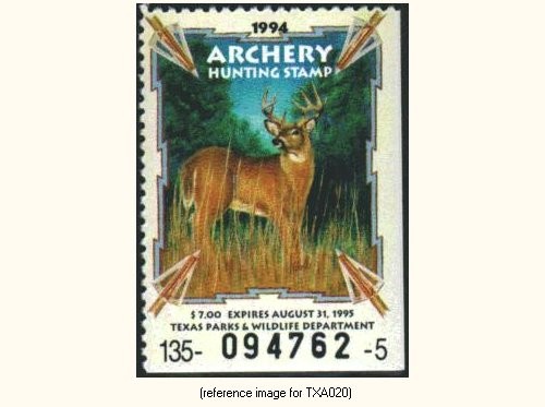 D2K Texas Archery Stamp 1994 $7.00