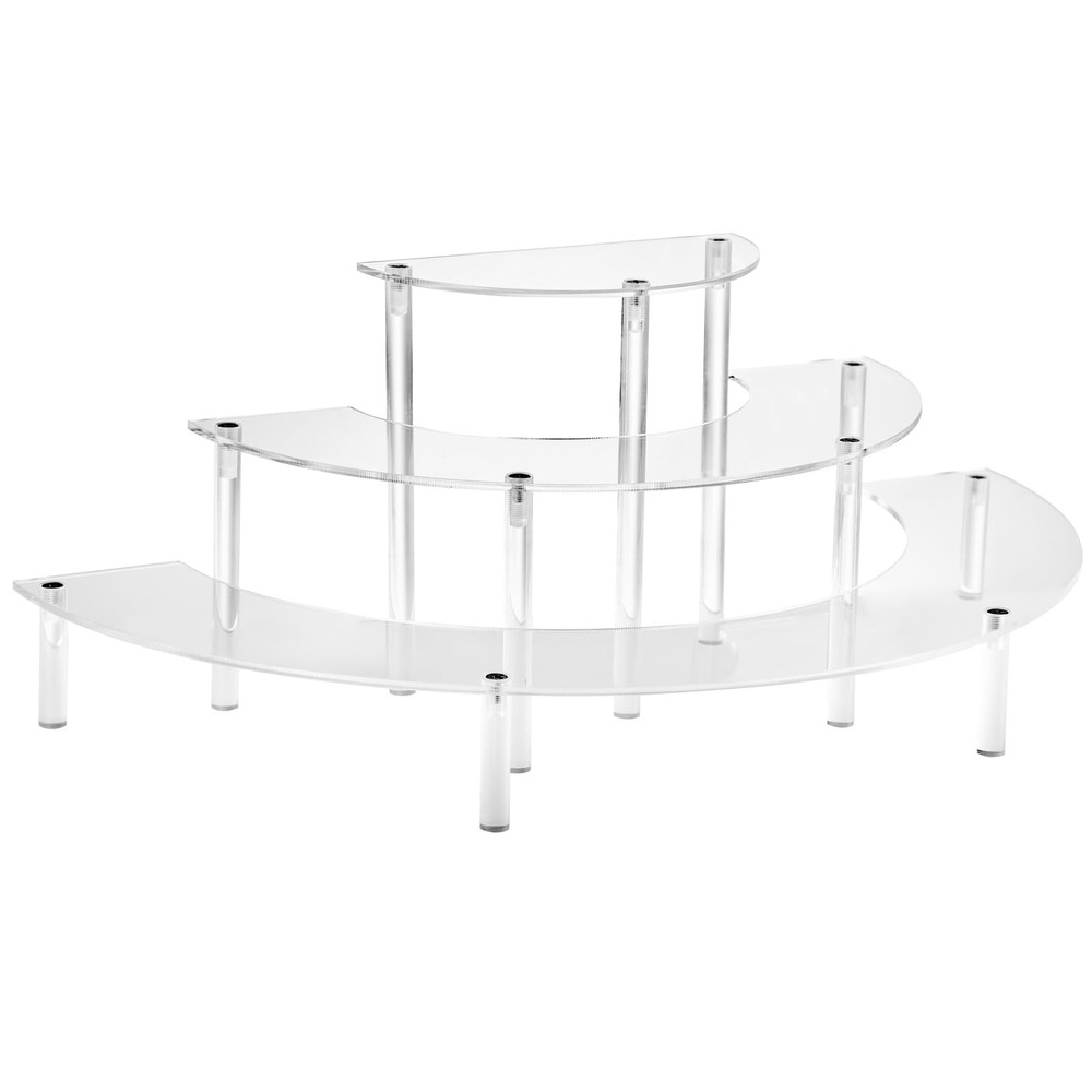 Acrylic Display Riser - 3 Tier Clear Cupcake Stand, Perfume Organizer, Half M...