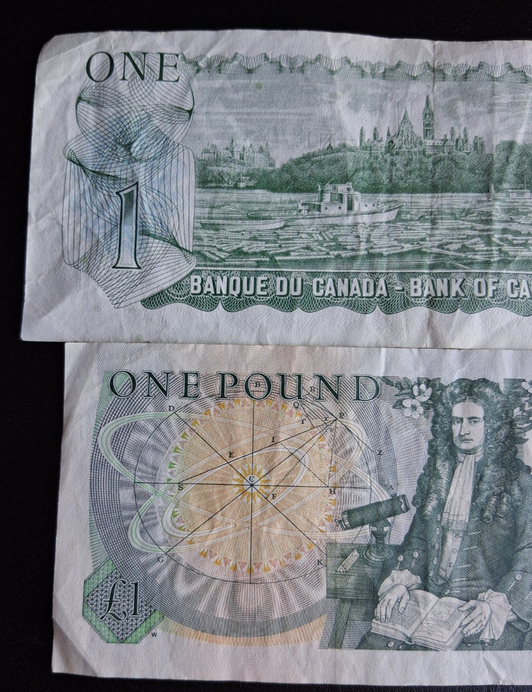 ENGLAND & CANADA ONE DOLLAR & ONE POUND BILLS Queen Elizabeth