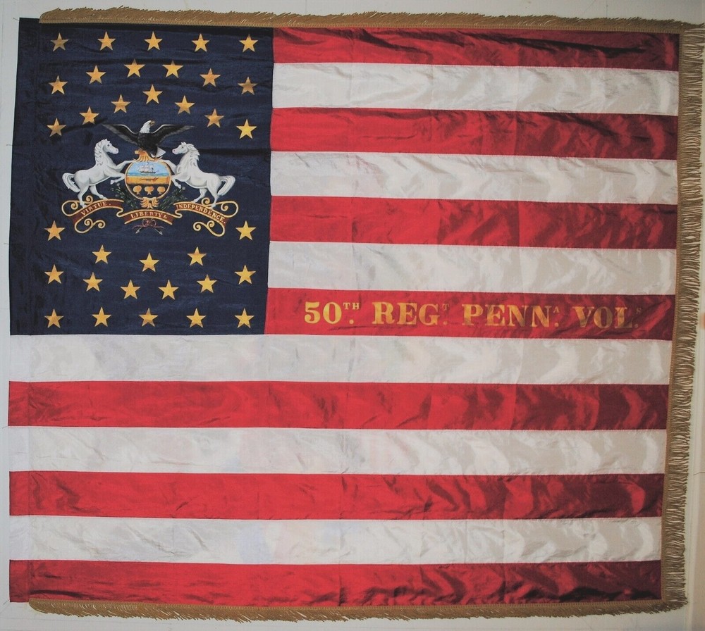 State Colors Flag - w/State Seal Between the Star Pattern - Civil War