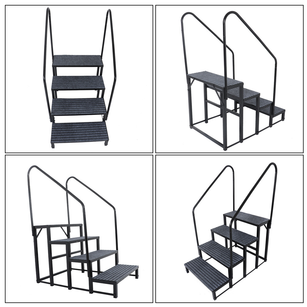 For 4 Step RV Steps with 2 Handrails w/Step Mat 660 lbs Load Capacity