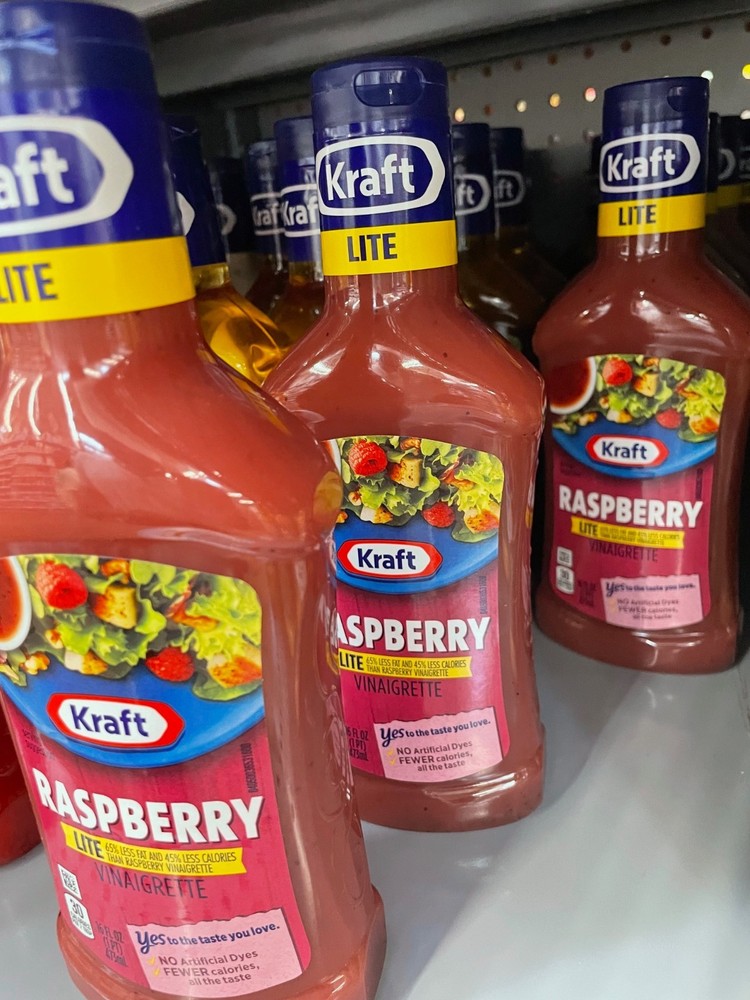 4 Pack Kraft Lite Raspberry Vinaigrette Salad Dressing, 16 fl oz Bottles