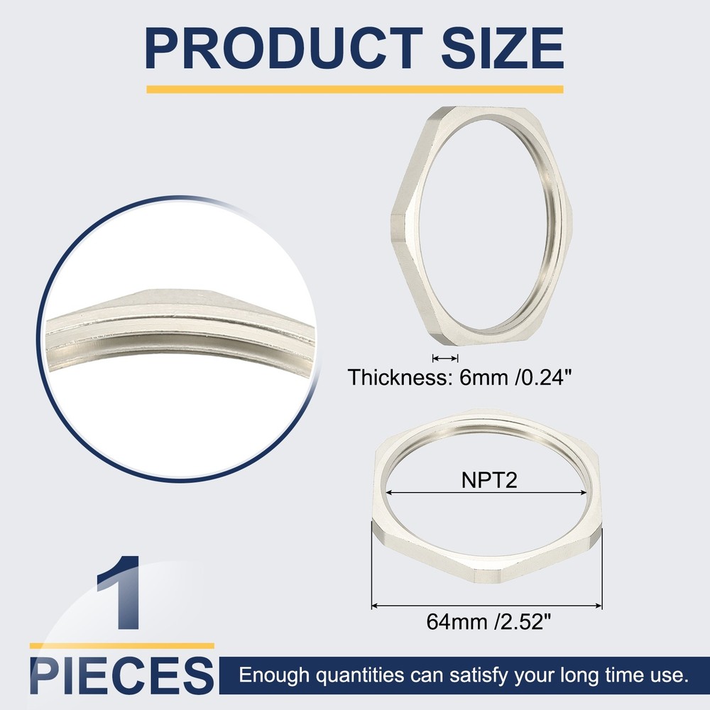 1Pcs NPT Cast Pipe Fitting Hex Locknut Nickel Plated Copper NPT2