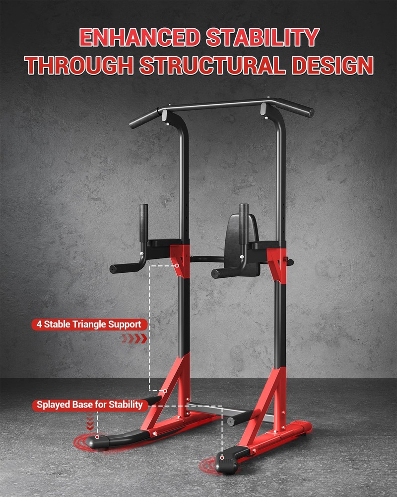 Power Tower, Heavy Duty Pull Up Bar 450LB Capacity, Multi-Functional Dip Stat...