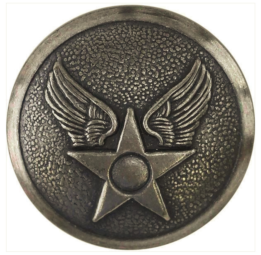 Vanguard USAF BUTTON: HAP ARNOLD - 30 LIGNE SILVER OXIDIZED