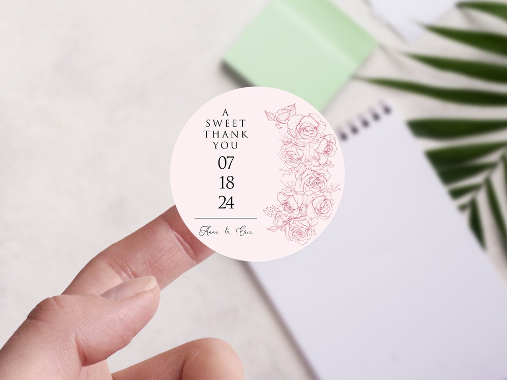 Personalised wedding round sticker labels, custom stickers