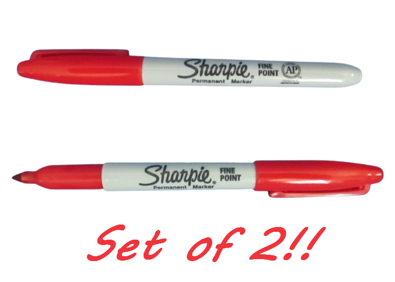 2 - Sharpie Fine Point Permanent Marker Red 30052