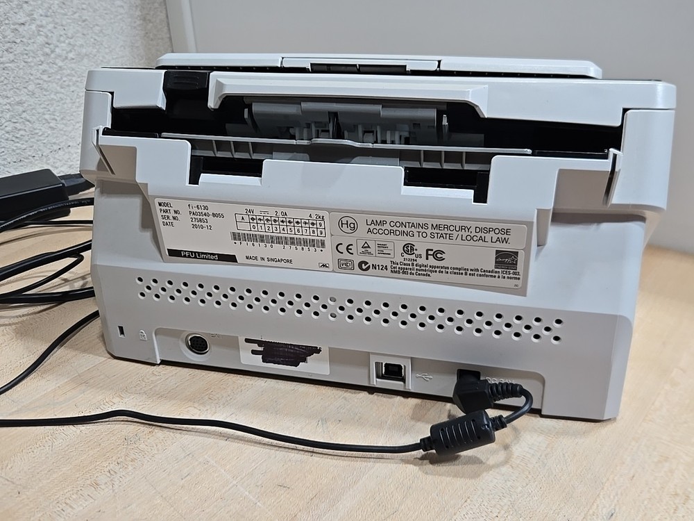 Fujitsu FI-6130 Duplex Document Color Scanner w/AC Adapter UNTESTED POWERS ON