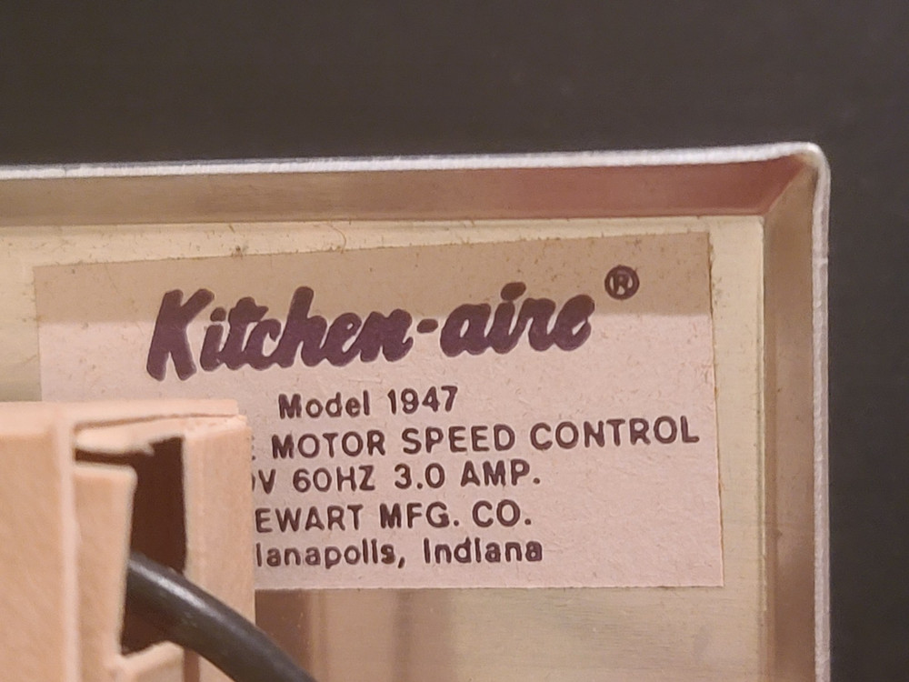 NEW IN BOX Kitchen-Aire Solid State Motor Speed Control Model 1947