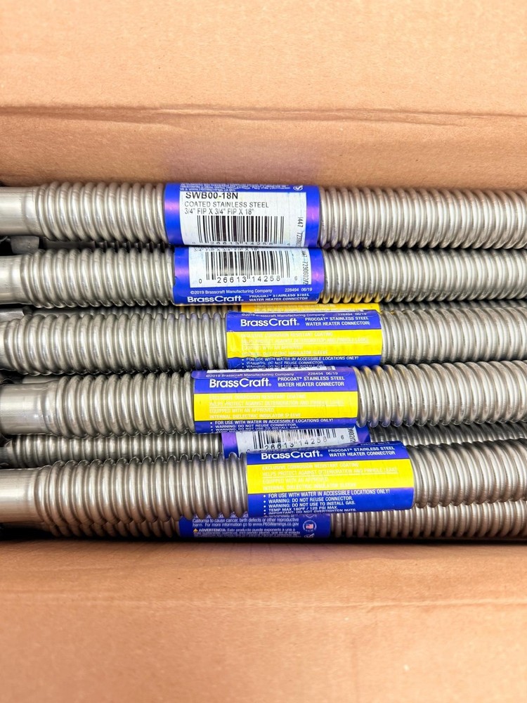 Water Heater Conector SWB00-18N, 3/4 FIP X 3/4 FIP X 18" Box Of 25 Brasscraft