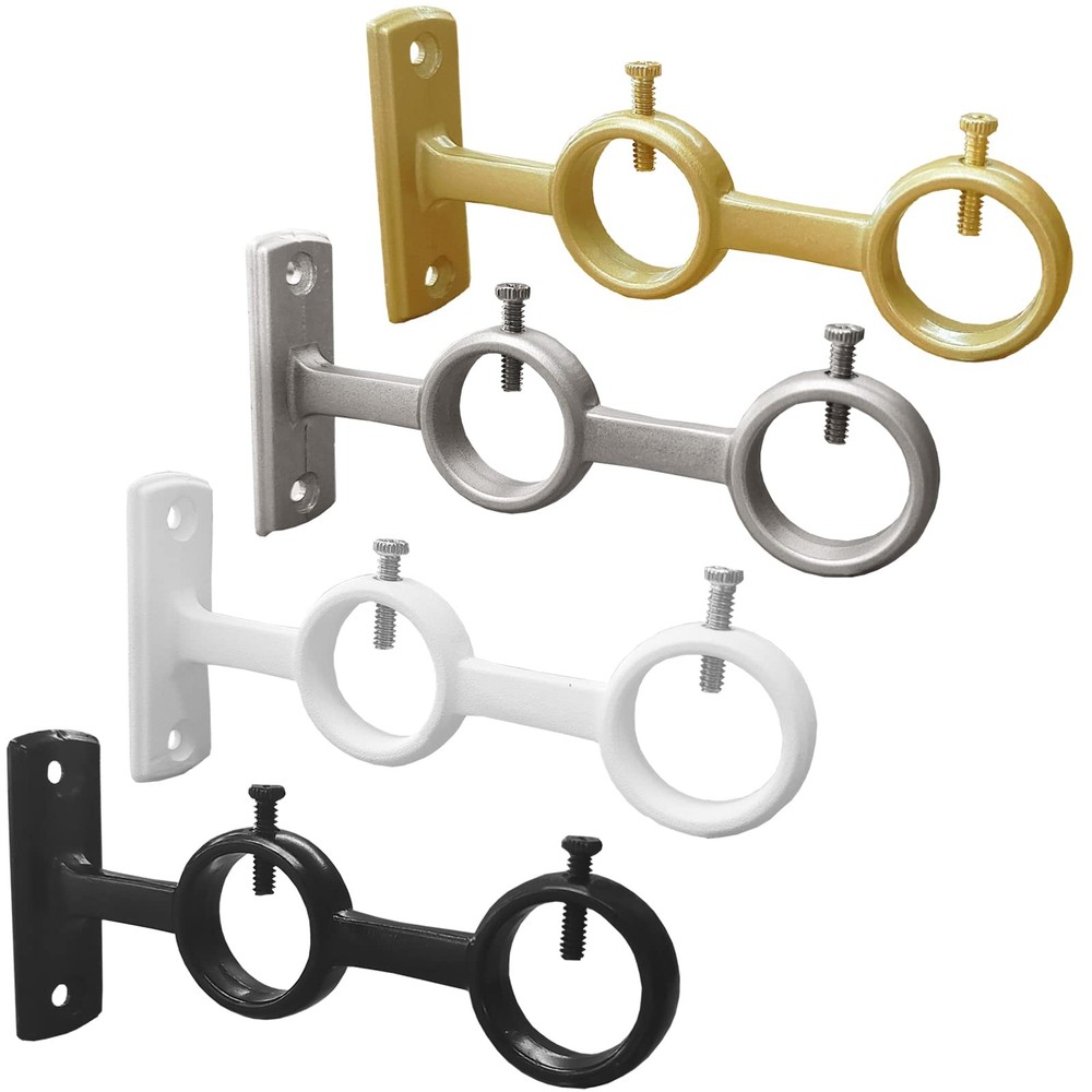 Kowibcl Curtain Rod Bracket, 3Pcs Double Holder, Silver
