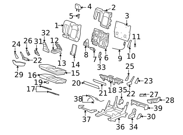 Genuine GM Rear Driver Side Seat Support 25797933