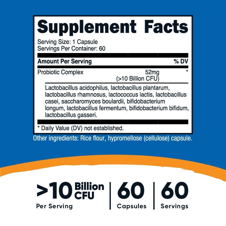 Nutricost Probiotic Complex (10 Billion CFU) 60 Capsules