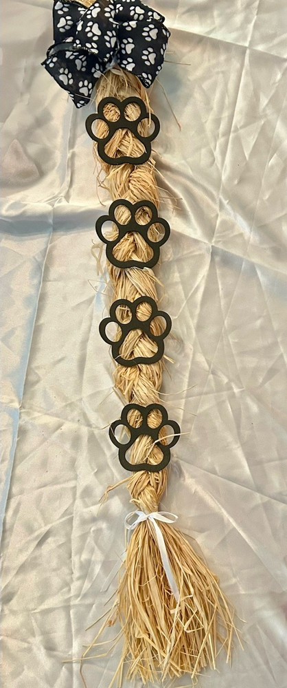 Handcrafted Raffia Braid Embellished With Pawprints