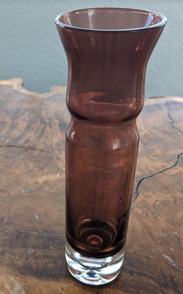 Enesco Amethyst Hand Blown Vase Bubble Bottom 8"