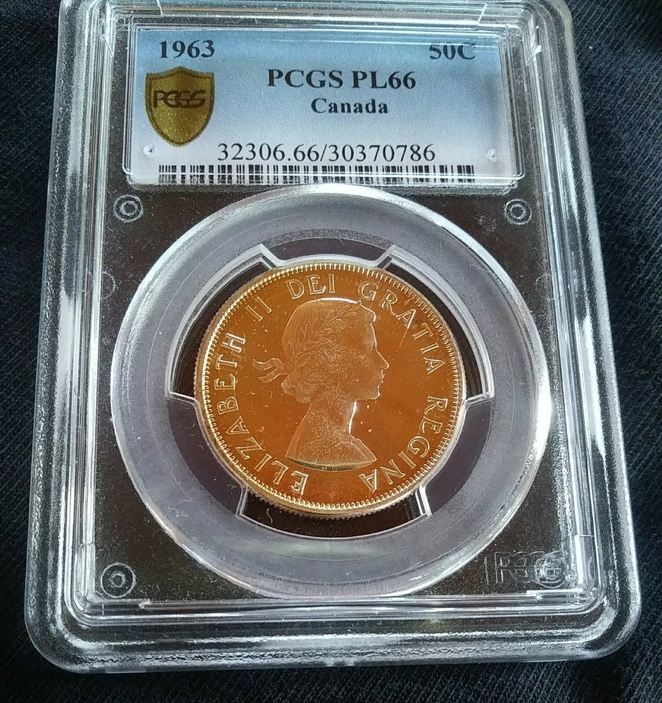 1963 Canada PCGS GOLD SHIELD PL66 SILVER HALF DOLLAR 50c