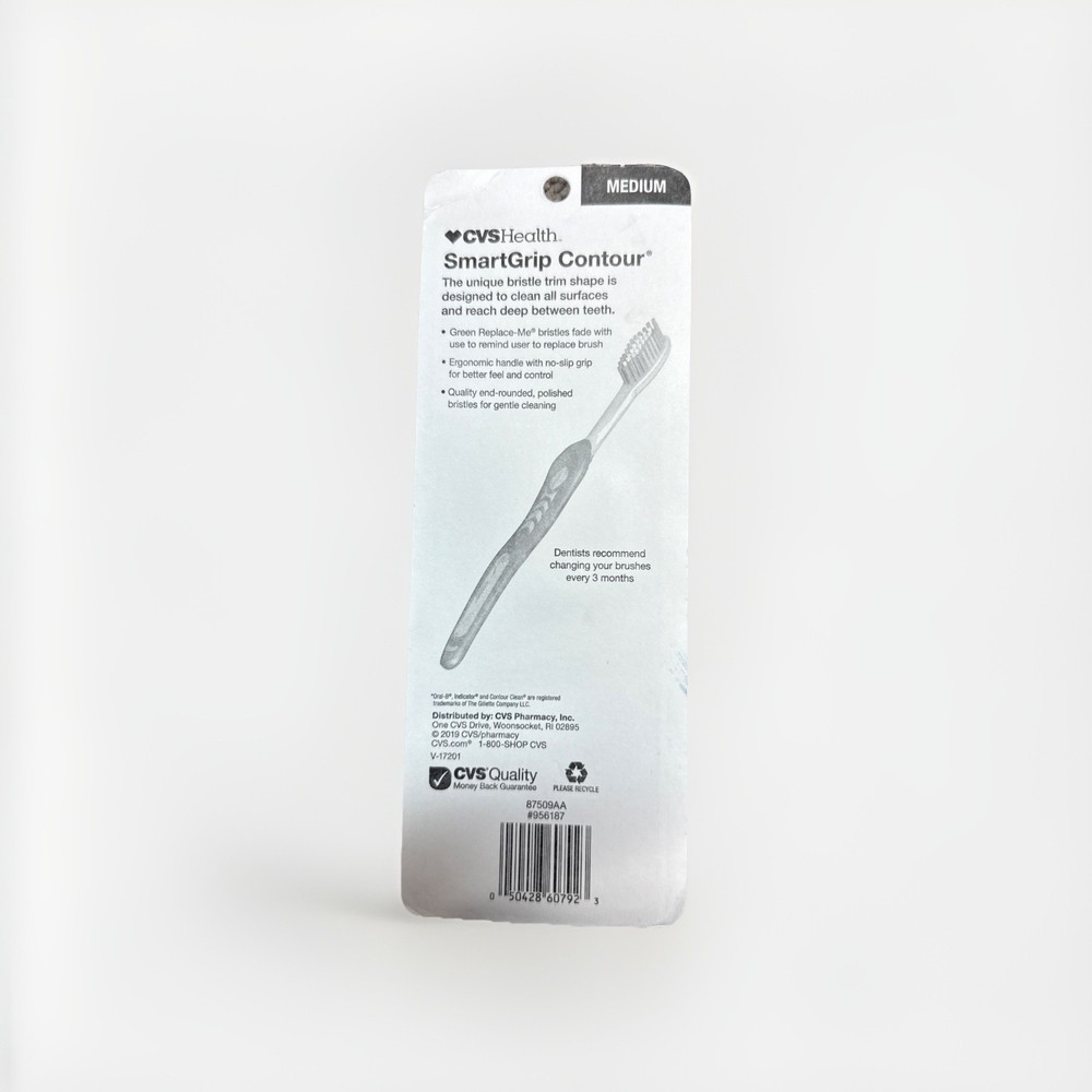 CVS Smart Grip Contour Toothbrushes 3 Pack Medium New Sealed