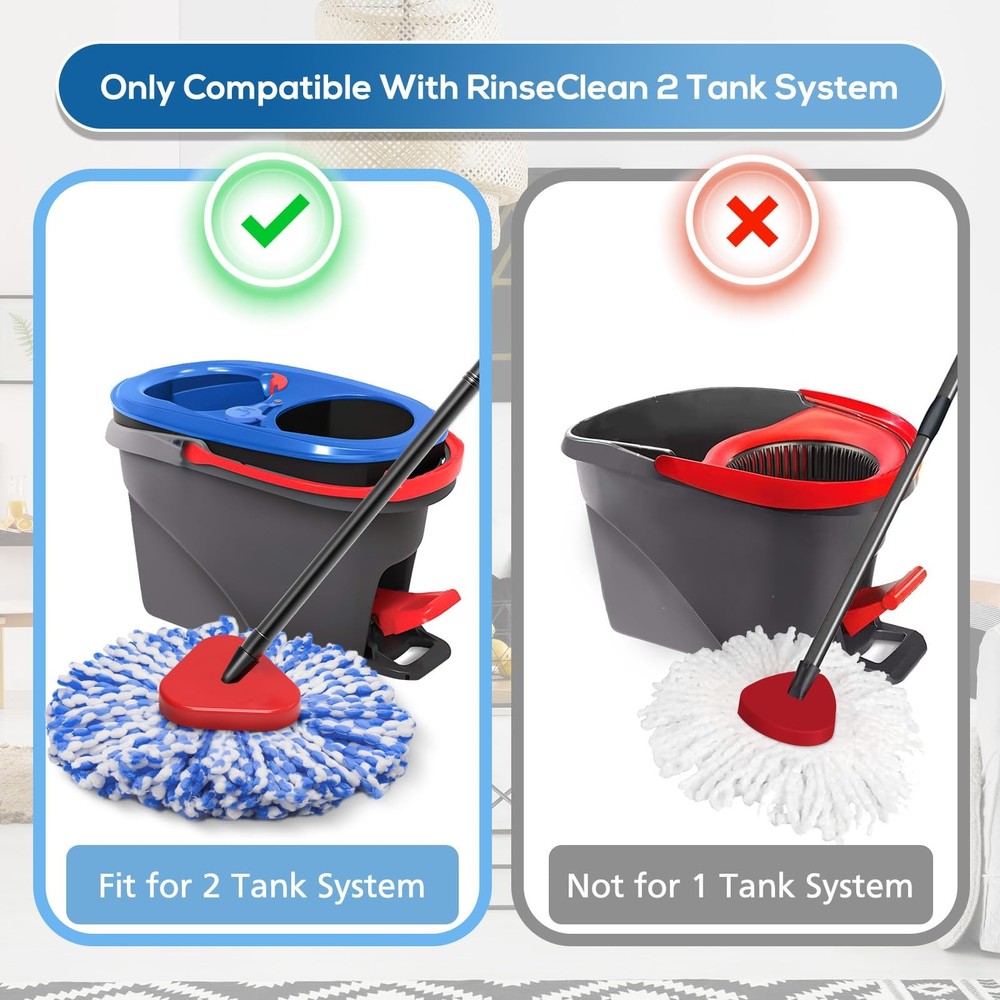 4 Pack RinseClean Spin Mop Replacement Head Spin Mop Refills Compatible with ...