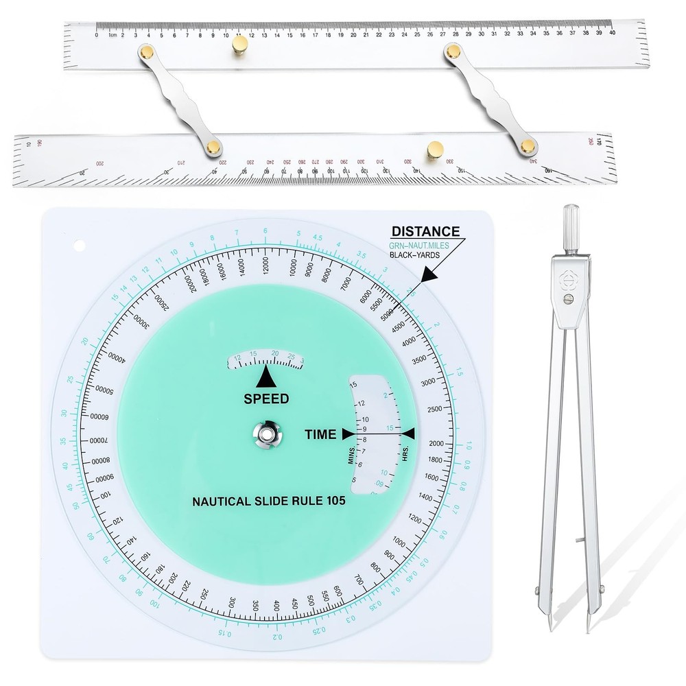 3 Pcs Navigation Kit, Basic Navigation Set Include 18" Parallel Ruler with Cl...