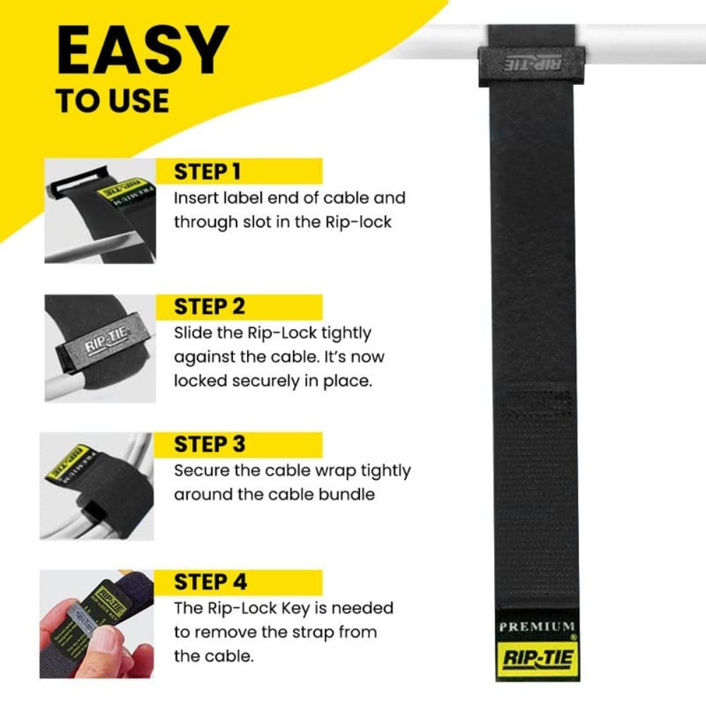 Rip-Tie 1 x 14.5" Rip-Lock CableWrap 10-Pack (Black)