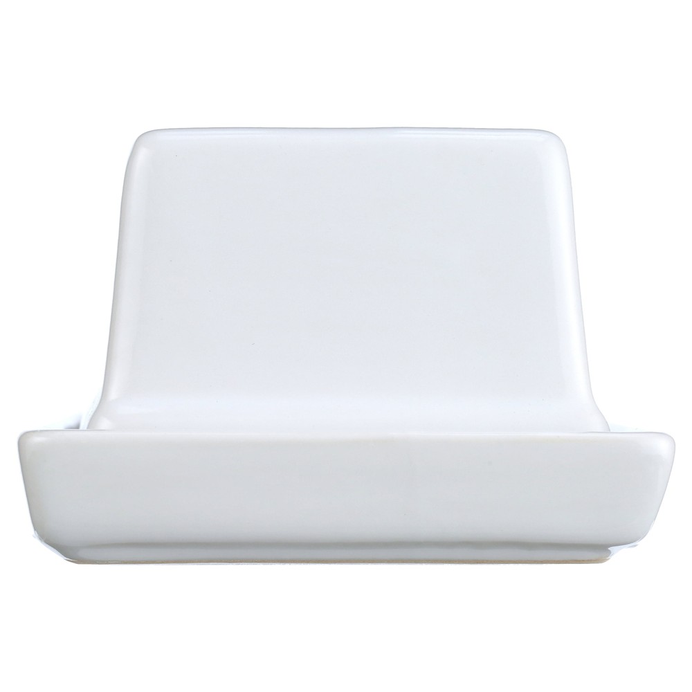 Glazed Stoneware Butter Dish, White