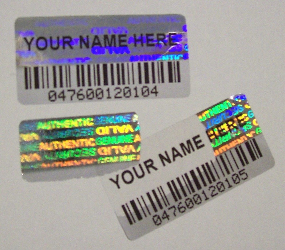 BCc 500 Custom Print BARCODE Security Hologram Tamper Evident Stickers