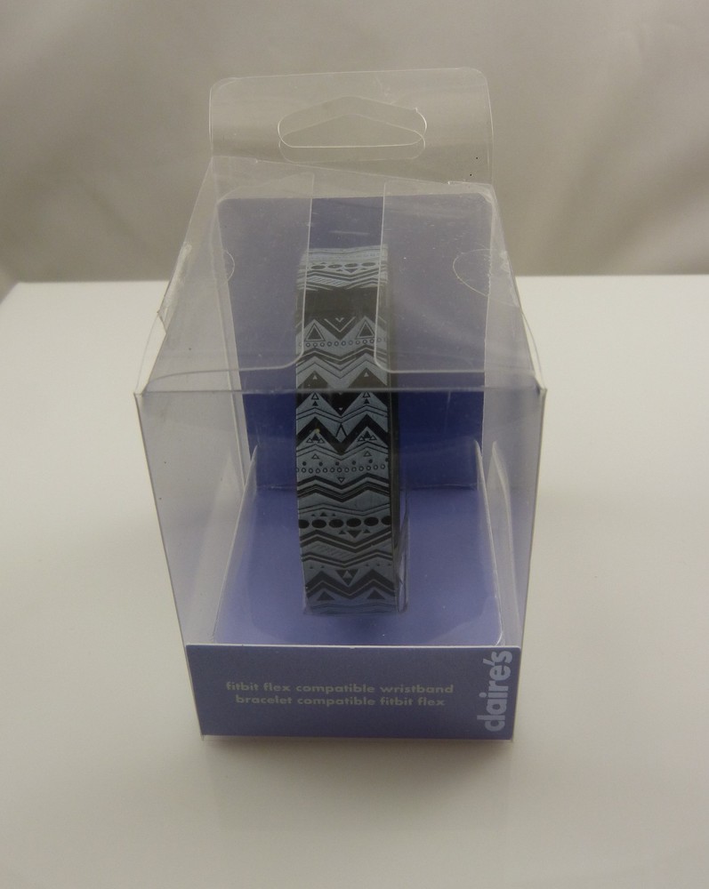 fit bit flex band only small black whitish grey mountain design