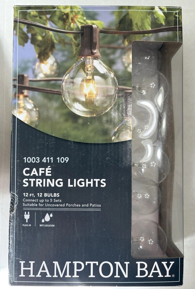 Hampton Bay 12 Light 12 Ft Cafe String Lights New
