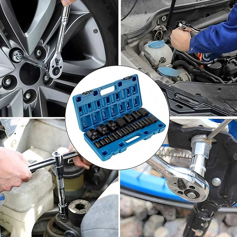 19 Pcs Easy Out Stripped Bolt Extractor Impact Socket Set Damaged Bolt Remover