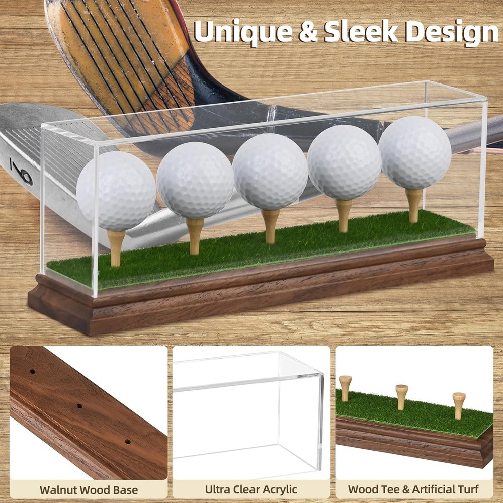 Hole in One Golf Ball Display Case Holder for 5 Clear
