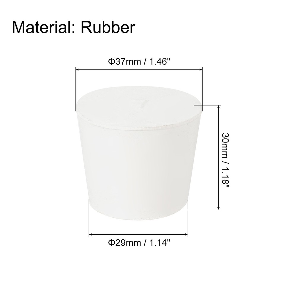 4Pcs Solid Rubber Stoppers White 7# Tapered Lab Plugs 37x29x30mm