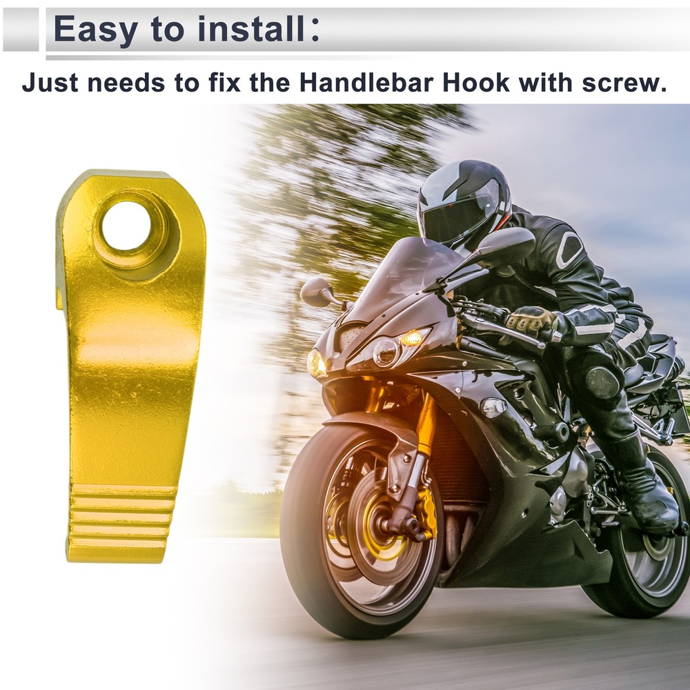 Rectangular Motorcycle Helmet Hanger Hook for Scooter in Al Yellow 1pc