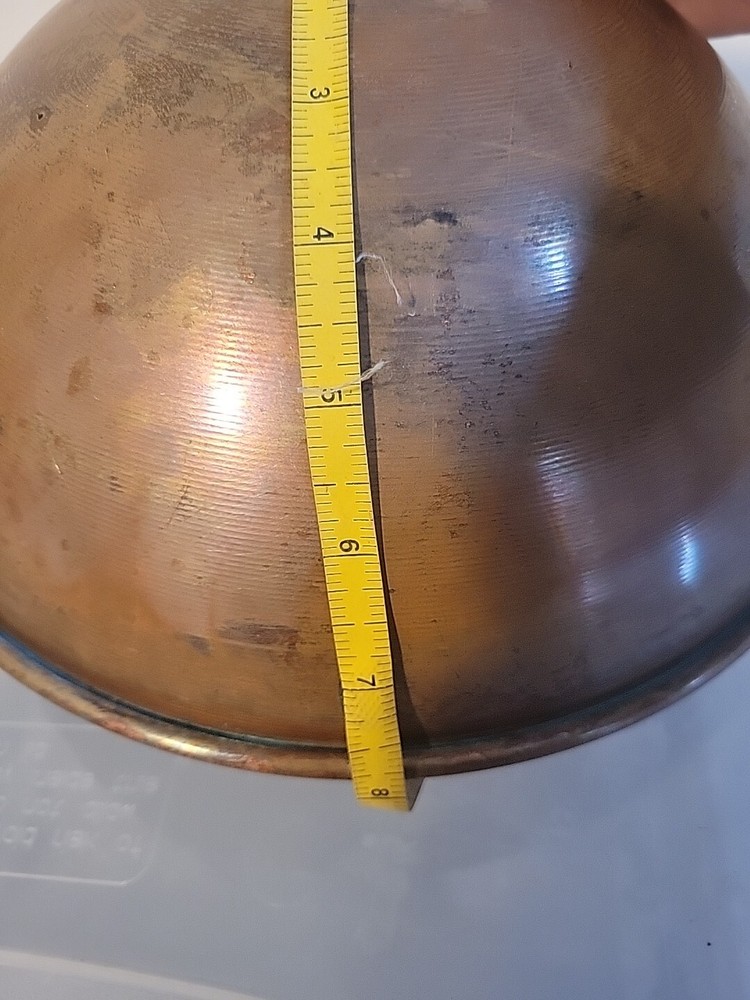 Vintage copper Bowl Wood Handle Hanging 2 Quart