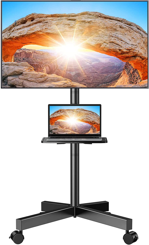 Mobile Rolling TV Stand for 23-60" TVs, Height Adjustable with Wheels