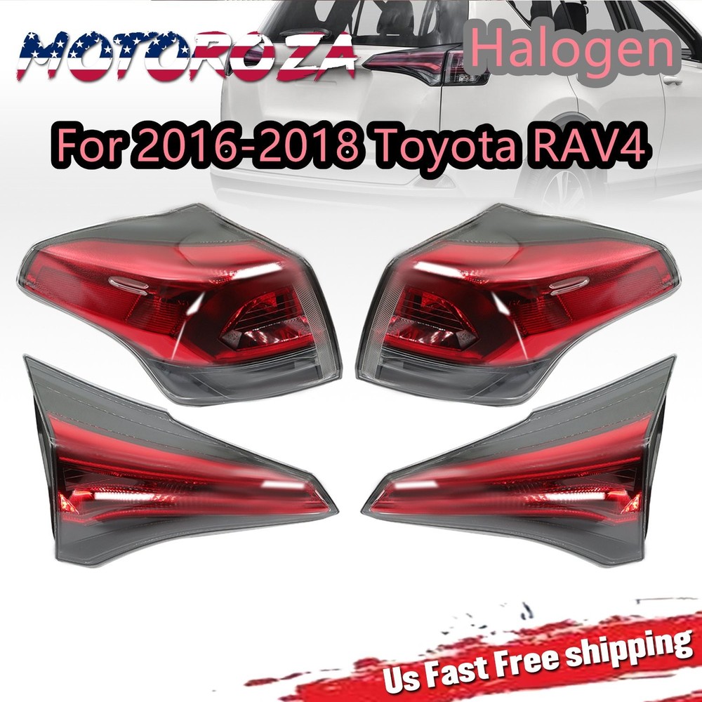 Set Rear Tail Light Brake Lamps For Toyota RAV4 2016 2017 2018 Outer+Inner