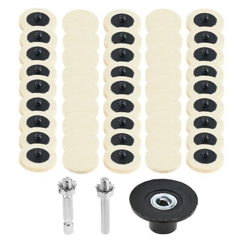 48Pcs 2 Inch Compressed Wool Polishing Wheels Buffing Pads with 1/4" Round