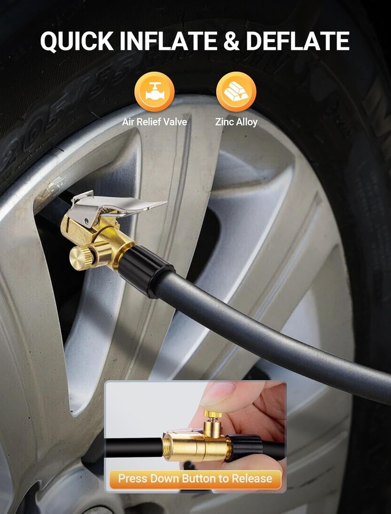 Efficient 2-Pack Locking Tire Air Chuck Set - Quick Release Brass Valve Adapter